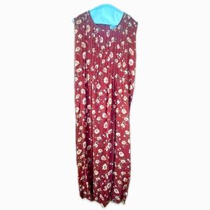 Vintage 90s red rayon floral maxi dress L 14
